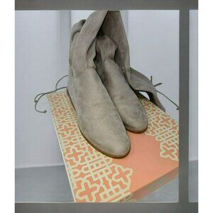 Gianni Bini Taupe Over-The-Knee Suede Flat Boots 6.5 Side Zipper